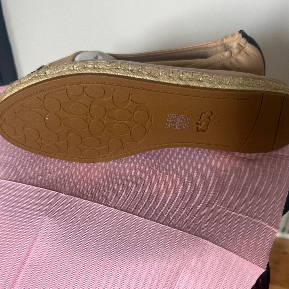 Coach Women's Beige and Black Loafers - Picture 3 of 5